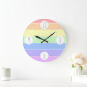 Pastel Rainbow Farbenfrohe Streifen Muster Große Wanduhr (Zuhause)