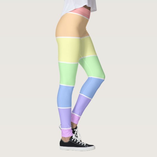 Pastel Rainbow Farbenfrohe Streifen Muster Leggings (Rechts)