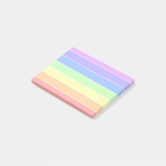 Pastel Rainbow Farbige Streifen Post-it Klebezettel (angewinkelt)