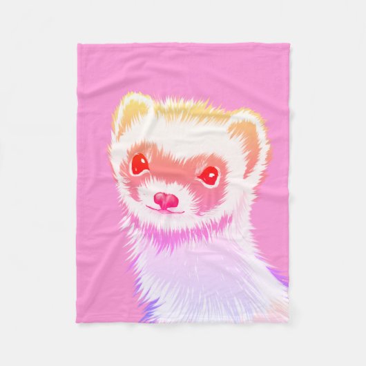 Pastel Rainbow Ferret - Cute Pink Pet Art Fleecedecke (Vorderseite)