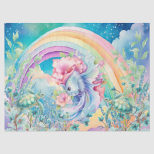 Pastel Rainbow Fish & Sea Turtles Decoupage Seidenpapier