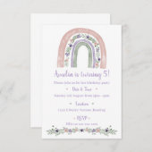 Pastel Rainbow Floral Geburtstagsparty Einladung (Vorne/Hinten)