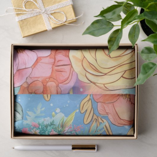 Pastel Rainbow Floral Sea Turtle Seidenpapier (Geschenk)