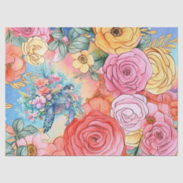 Pastel Rainbow Floral Sea Turtle Seidenpapier
