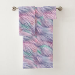 Pastel Rainbow Fur Badhandtuch Set