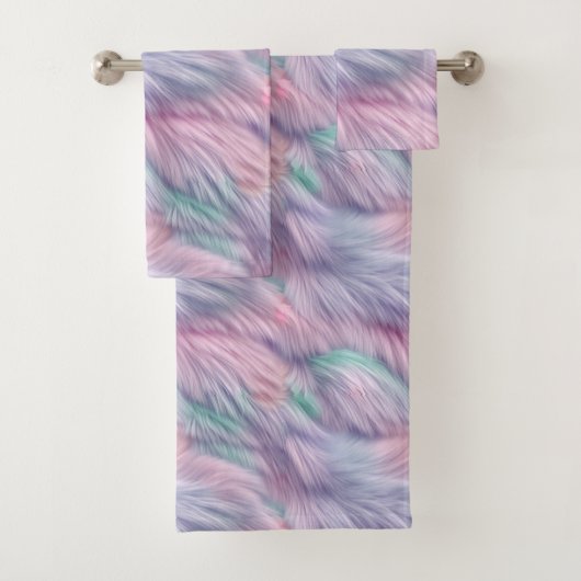 Pastel Rainbow Fur Badhandtuch Set (Insitu)