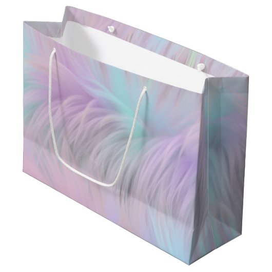 Pastel Rainbow Fur Große Geschenktüte (Vorderseite Schrägansicht)