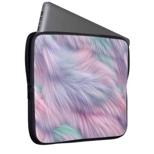 Pastel Rainbow Fur Laptopschutzhülle (Vorne Rechts)