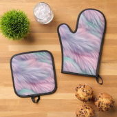Pastel Rainbow Fur Ofenhandschuh & Topflappen-Set (Oben Unten)