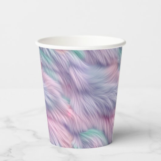 Pastel Rainbow Fur Pappbecher (Rückseite)