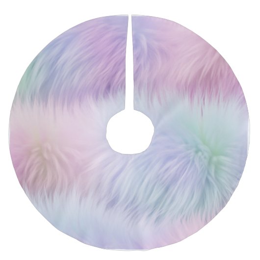 Pastel Rainbow Fur Polyester Weihnachtsbaumdecke (Vorderseite)