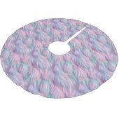 Pastel Rainbow Fur Polyester Weihnachtsbaumdecke (Schrägansicht)