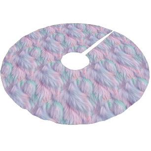 Pastel Rainbow Fur Polyester Weihnachtsbaumdecke