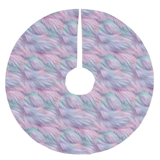Pastel Rainbow Fur Polyester Weihnachtsbaumdecke (Vorderseite)