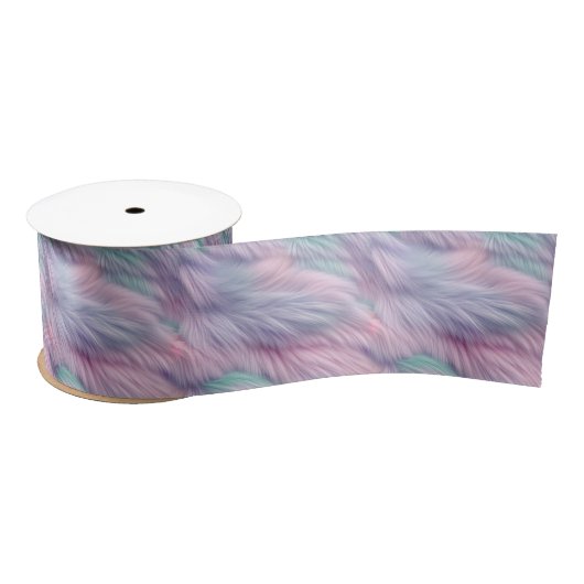 Pastel Rainbow Fur Satinband (Spule)