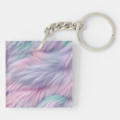 Pastel Rainbow Fur Schlüsselanhänger (Rückseite)