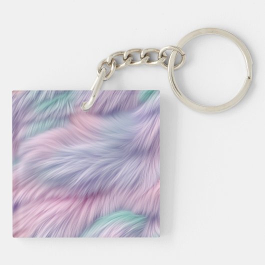 Pastel Rainbow Fur Schlüsselanhänger (Rückseite)