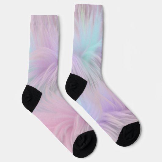 Pastel Rainbow Fur Socken (Rechts)