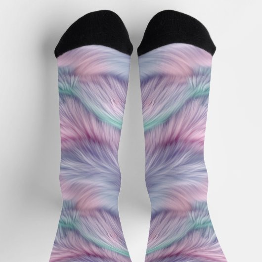 Pastel Rainbow Fur Socken (Oben)