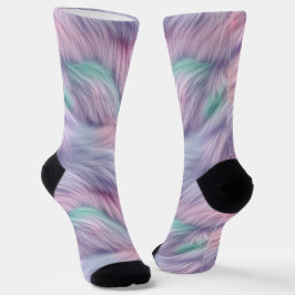 Pastel Rainbow Fur Socken