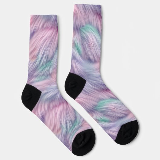 Pastel Rainbow Fur Socken (Rechts)