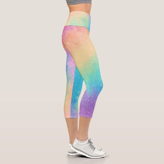 Pastel Rainbow Galaxy Capri Leggings (Rechts)