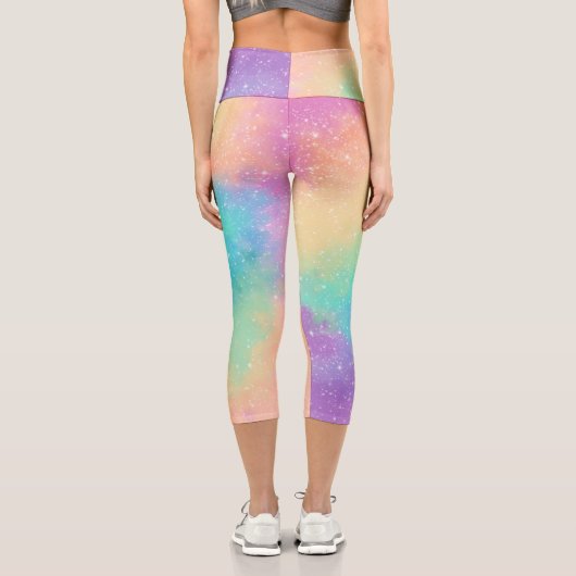 Pastel Rainbow Galaxy Capri Leggings (Rückseite)