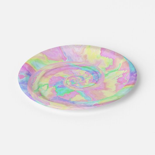 Pastel Rainbow Gefärbte Krawatte Girls Birthday Pappteller (Schrägansicht)