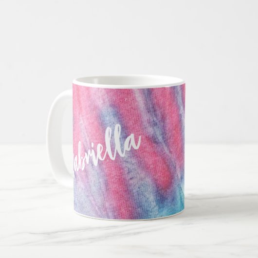 Pastel Rainbow Gefärbte Krawatte Groovy Personalis Kaffeetasse (Vorderseite Links)