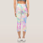 Pastel Rainbow Gefärbte Krawatte Wasserfarbe Capri Leggings (Rückseite)