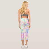 Pastel Rainbow Gefärbte Krawatte Wasserfarbe Capri Leggings (Rückseite)