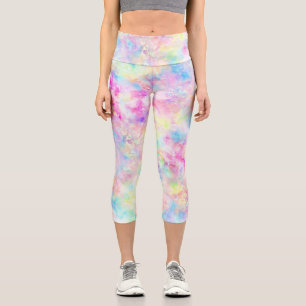 Pastel Rainbow Gefärbte Krawatte Wasserfarbe Capri Leggings