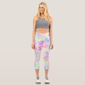 Pastel Rainbow Gefärbte Krawatte Wasserfarbe Capri Leggings (Vorderseite)