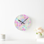 Pastel Rainbow Gefärbte Krawatte Wasserfarbe Runde Wanduhr (Zuhause)