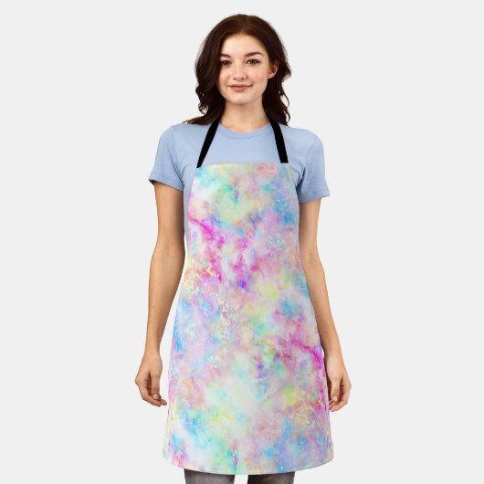 Pastel Rainbow Gefärbte Krawatte Wasserfarbe Schürze (Getragen)
