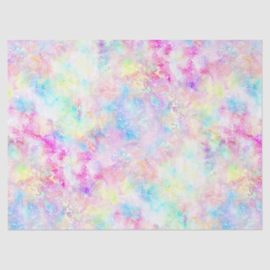 Pastel Rainbow Gefärbte Krawatte Wasserfarbe Seidenpapier (Vorderseite)