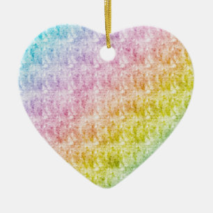 Pastel Rainbow Gemustert Heart Keramik Ornament