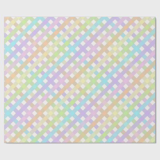 Pastel Rainbow Gingham Kariert Geschenkpapier (Flach)