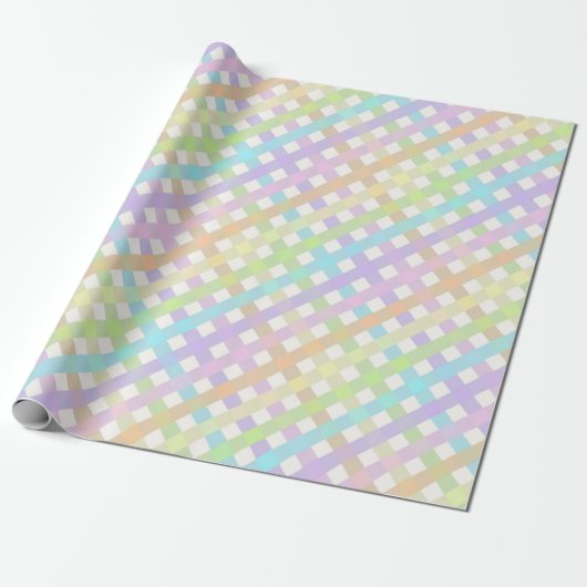 Pastel Rainbow Gingham Kariert Geschenkpapier (Ungerollt)