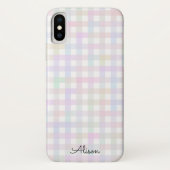 Pastel Rainbow Gingham Personalisiert Phone Case (Rückseite)