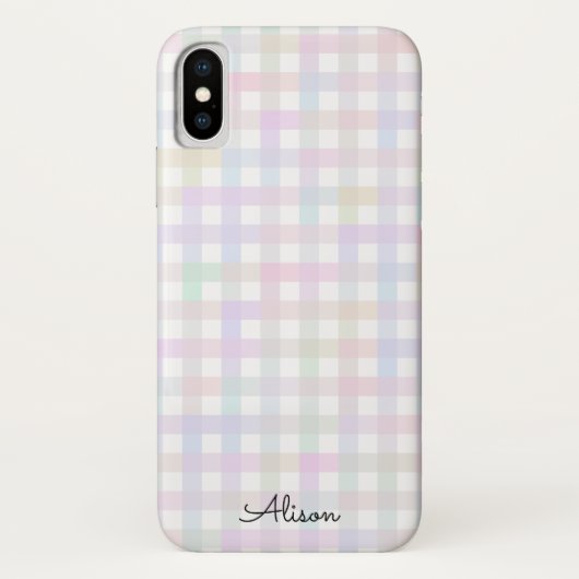 Pastel Rainbow Gingham Personalisiert Phone Case (Rückseite)