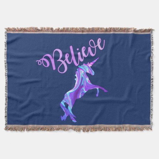 Pastel Rainbow Glauben Unicorn Decke (Vorderseite)