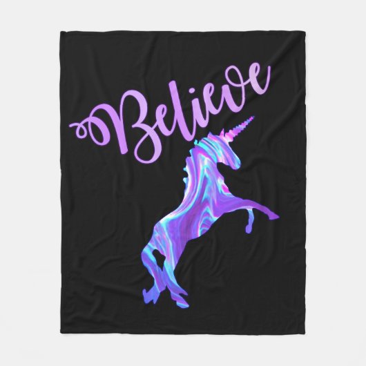 Pastel Rainbow Glauben Unicorn Fleecedecke (Vorderseite)