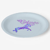 Pastel Rainbow Glauben Unicorn Pappteller (Schrägansicht)