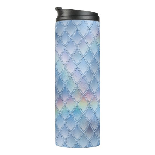 Pastel Rainbow Glitzer Dragon Scale Muster Thermosbecher (Nach rechts gedreht)