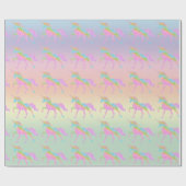 Pastel Rainbow Glitzer Einhornverpackungspapier Geschenkpapier (Flach)