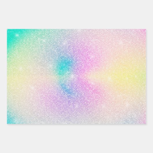 Pastel Rainbow Glitzer Gradient Geschenkpapier Set (Vorderseite 3)