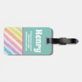 Pastel Rainbow Glitzer Kid's Color Block Gepäckanhänger (Rückseite horizontal)