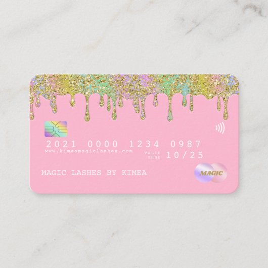 Pastel Rainbow Glitzer Luxus Credit Style Business Visitenkarte (Vorderseite)