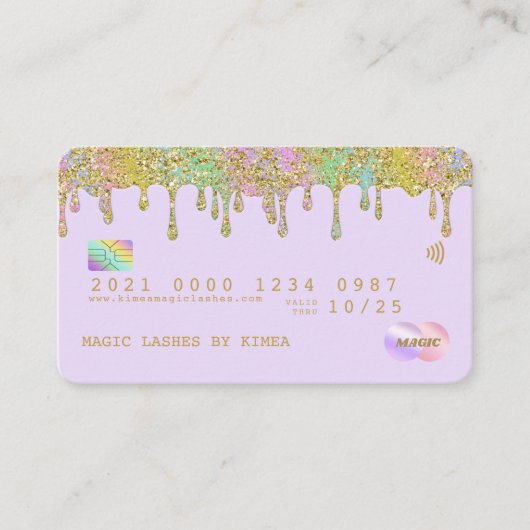 Pastel Rainbow Glitzer Luxus Credit Style Business Visitenkarte (Vorderseite)